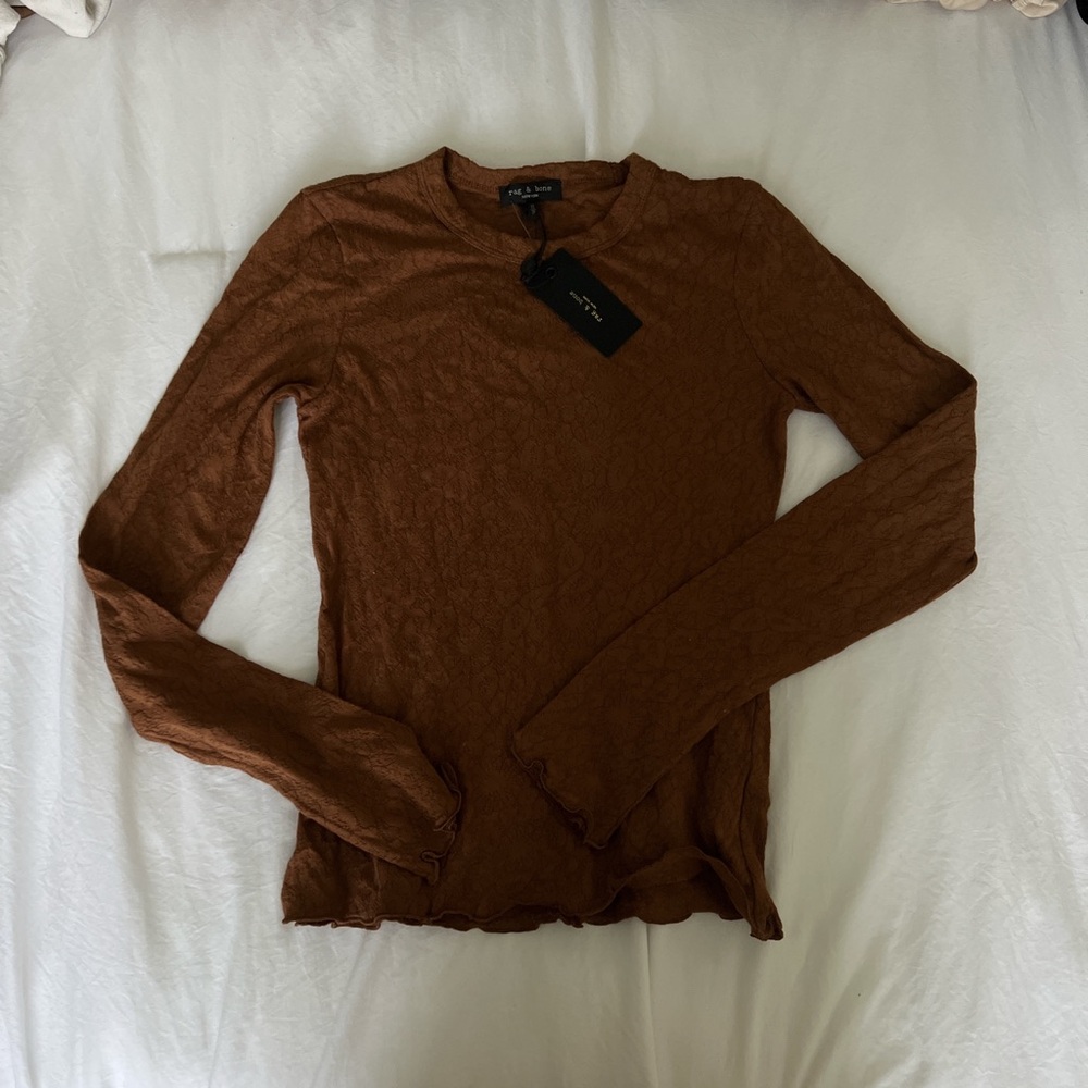 Rag and bone long sleeve brown top size xs